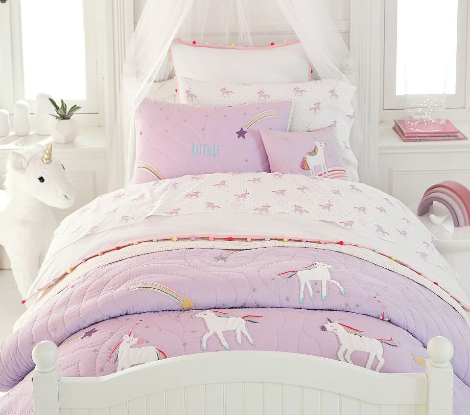 Unicorn Rainbow Organic Sheet Set & Pillowcases Pottery Barn Kids UK